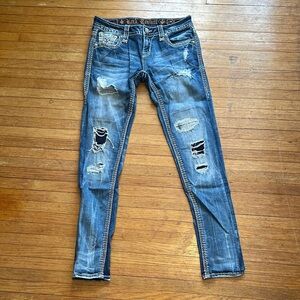 Rock Revival Blue Distressed Skinny Jeans